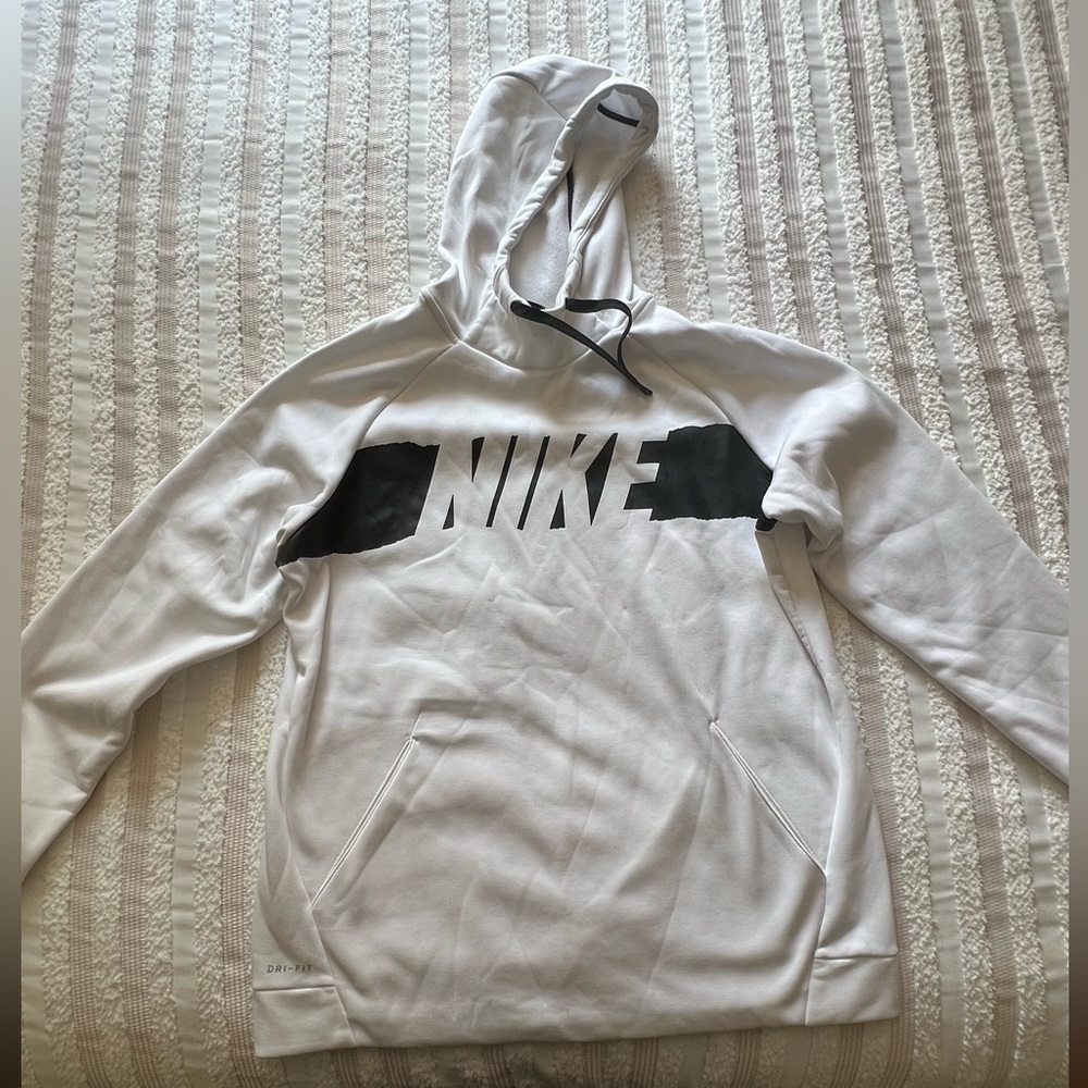 Nike Men's White and Black Dr-Fit Hoodie